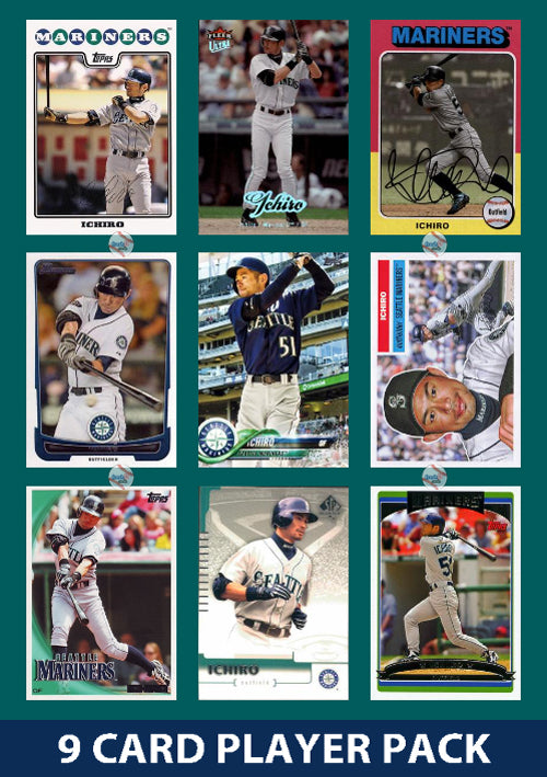Ichiro Seattle Mariners 9 Card Legend Pack 2025 2024 2023 Topps Bowman plaque