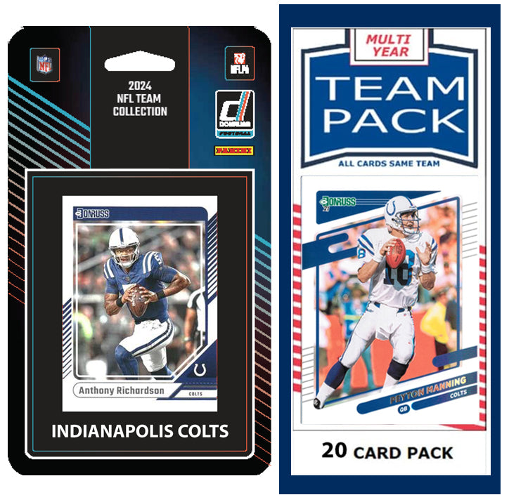 Indianapolis Colts 2025 2024 2023 Team Pack 20 Cards Peyton Manning + 2024 Donruss Team Set Richardson plaque