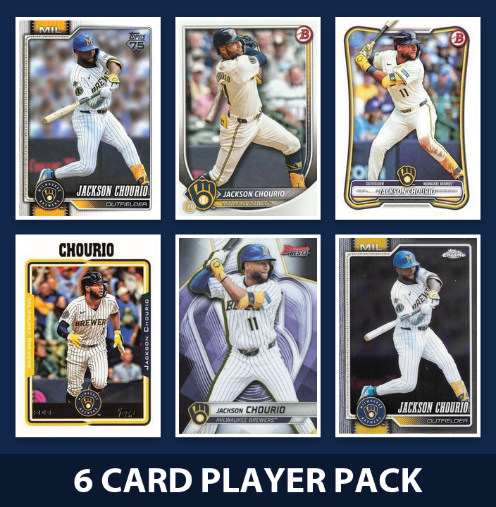 Jackson Chourio 6 Card Player Pack 2026 2025 Topps Bowman Milwaukee Brewers