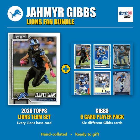 Jahmyr Gibbs Detroit Lions Football Fan Bundle - 2026 Topps Team Set + 6 Card Player Pack