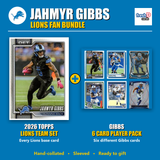 Jahmyr Gibbs Detroit Lions Football Fan Bundle - 2026 Topps Team Set + 6 Card Player Pack