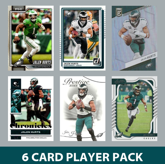 Jalen Hurts 6 Card Player Pack 2023 2024 2025 Donruss Panini Score Philadelphia Eagles