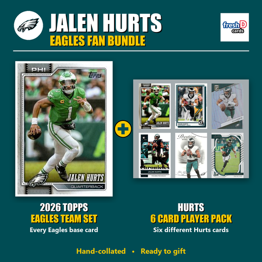 Jalen Hurts Philadelphia Eagles Football Fan Bundle - 2026 Topps Team Set + 6 Card Player Pack