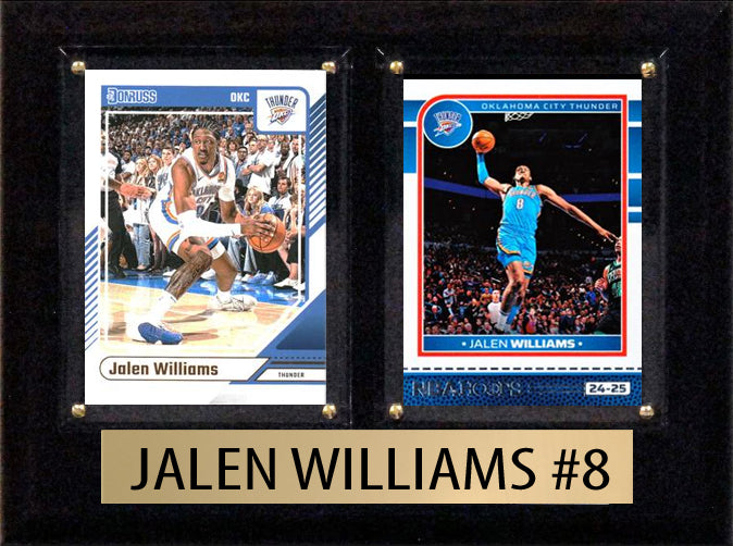 Jalen WIlliams OKC Oklahoma City Thunder 2 Card Plaque 6x8 2024 2025 Hoops Donruss Panini hand-collated team set