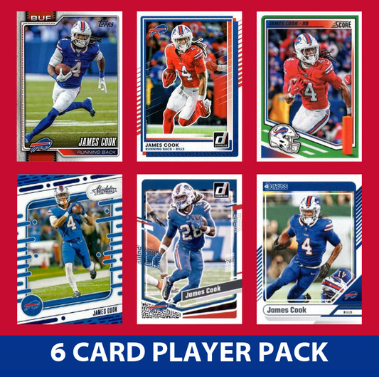 James Cook 6 Card Player Pack  2024 2025 Donruss Panini Score Buffalo Bills