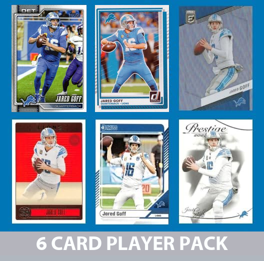 Jared Goff 6 Card Player Pack 2023  2024 2025 Donruss Panini Score Detroit Lions