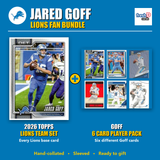 Jared Goff Detroit Lions Football Fan Bundle - 2026 Topps Team Set + 6 Card Player Pack