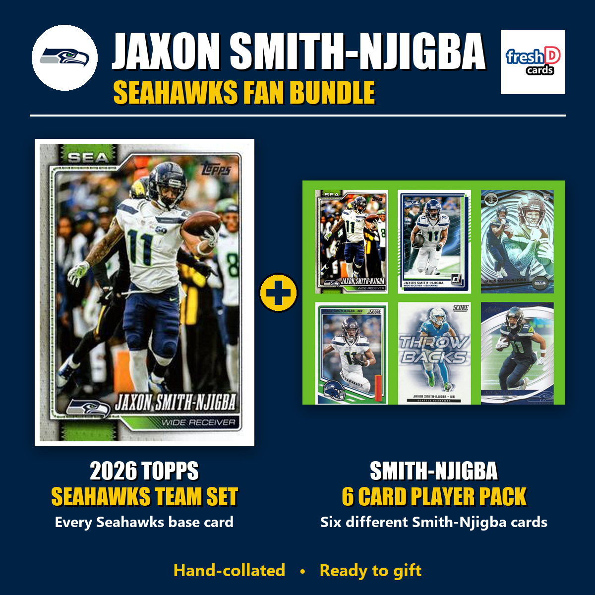 Jaxon Smith-Njigba Seattle Seahawks Football Fan Bundle - 2026 Topps Team Set + 6 Card Player Pack