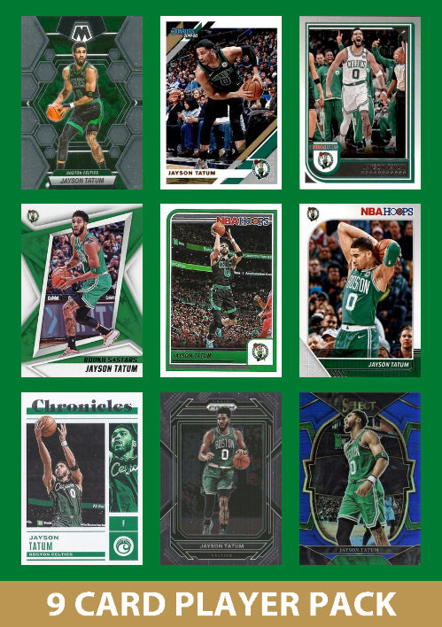 Jayson Tatum 9 Card Player Pack 2023-24 Hoops Donruss Panini Boston Celtics plaque