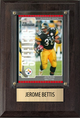 Jerome Bettis Pittsburgh Steelers Hall of Fame Fan Gift Plaque 4x6 1 Card Prizm, Donruss, Score 2024 2025 2026