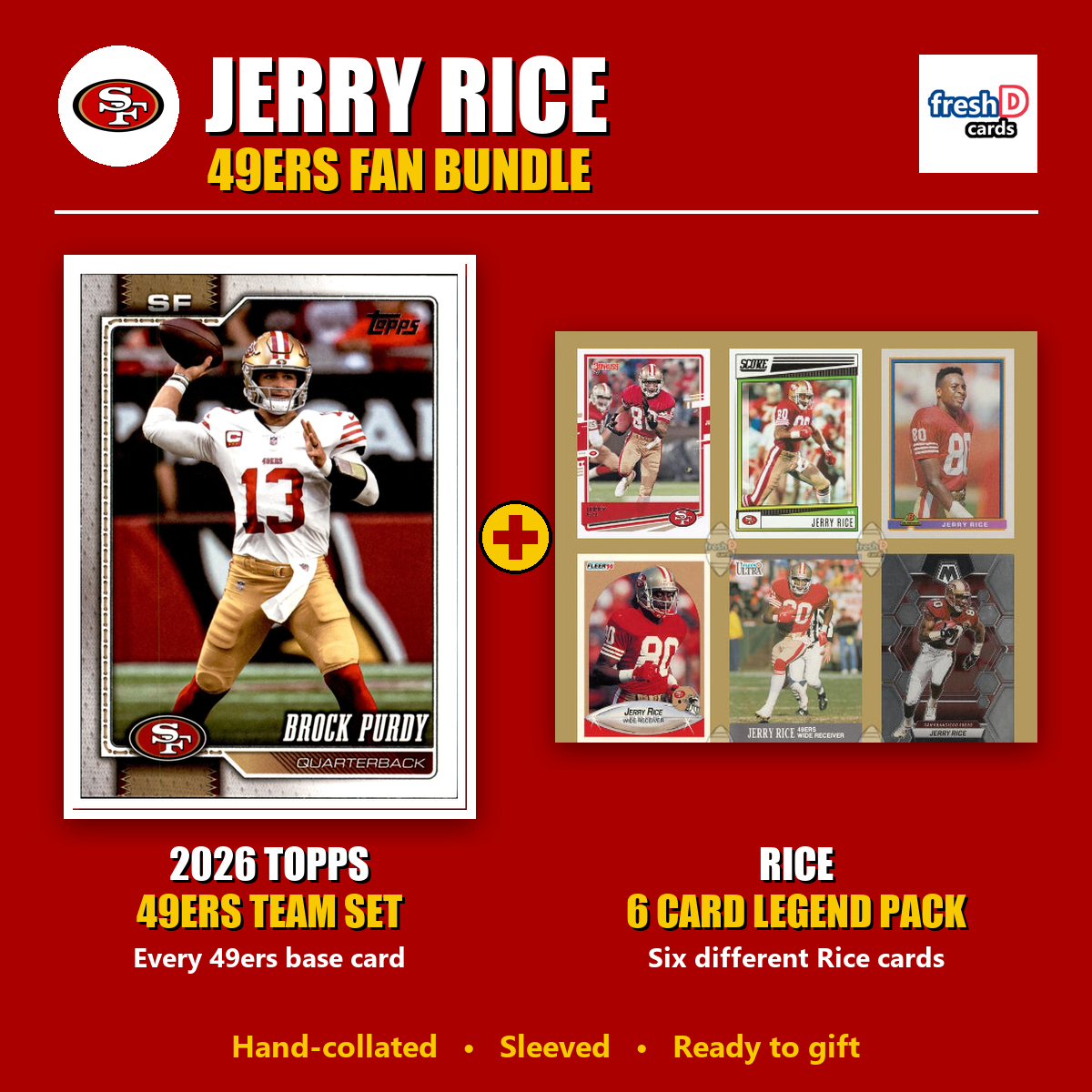 Jerry Rice San Francisco 49ers Football Fan Bundle - 2026 Topps Team Set + 6 Card Legend Pack