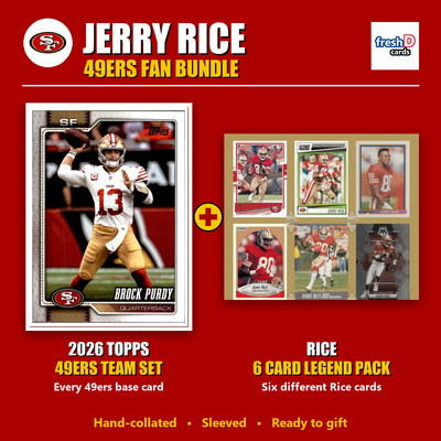 Jerry Rice San Francisco 49ers Football Fan Bundle - 2026 Topps Team Set + 6 Card Legend Pack