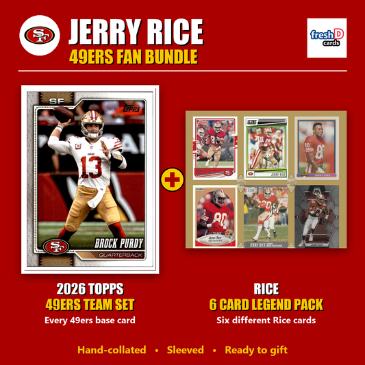 Jerry Rice San Francisco 49ers Football Fan Bundle - 2026 Topps Team Set + 6 Card Legend Pack