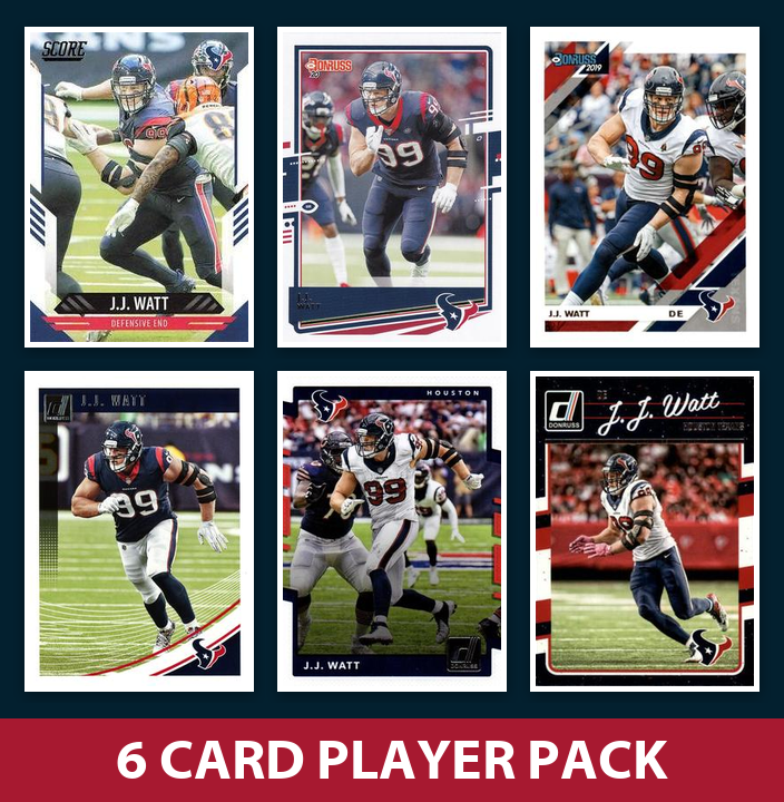 JJ Watt 6 Card Football Legend Pack 2021 2020 2019 Score Donruss Houston Texans