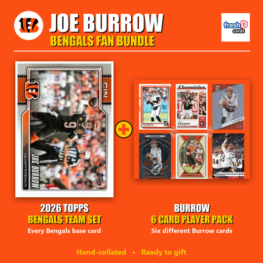 Joe Burrow Cincinnati Bengals Football Fan Bundle - 2026 Topps Team Set + 6 Card Player Pack
