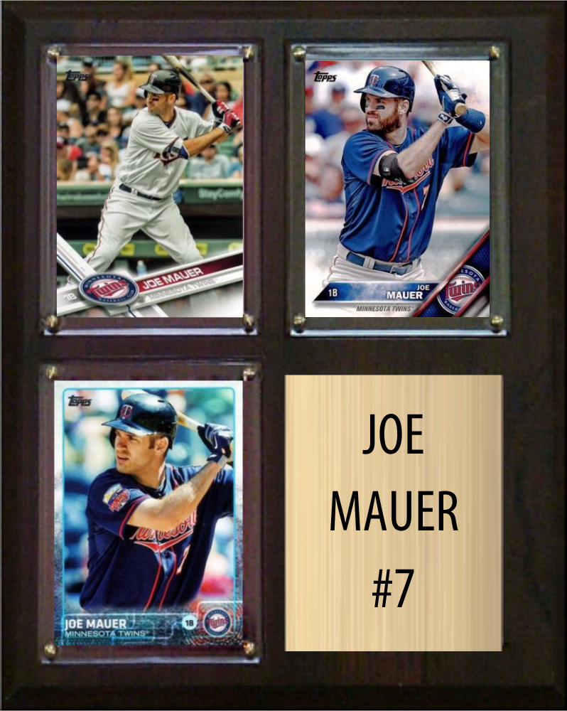Joe Mauer Minnesota Twins 2024 MLB HOF 2 Card Stats Plaque 8" x 10"