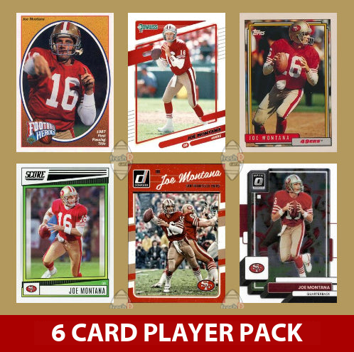 Joe Montana 6 Card Legend Pack 2024 2025 Donruss Topps Panini Score San Francisco 49ers