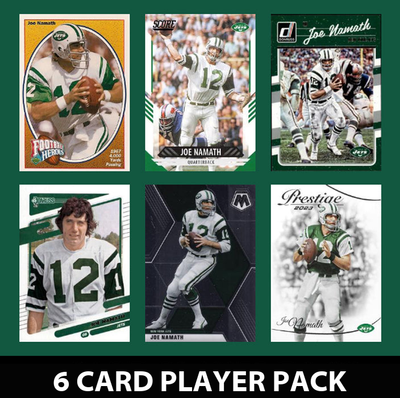 Joe Namath 6 Card Legend Pack Donruss Topps 2023 2024 2025 Panini Score New York Jets