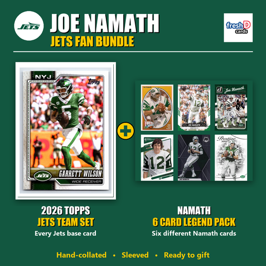 Joe Namath New York Jets Football Fan Bundle - 2026 Topps Team Set + 6 Card Legend Pack