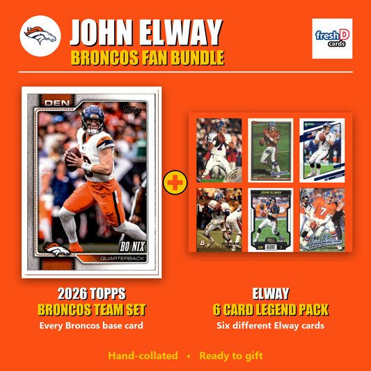 John Elway Denver Broncos Football Fan Bundle - 2026 Topps Team Set + 6 Card Legend Pack