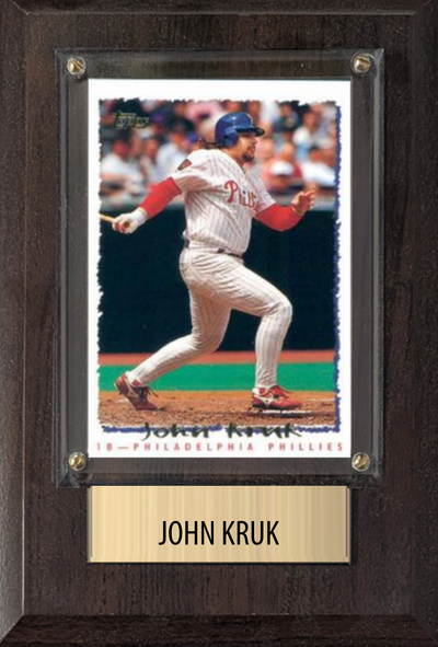 John Kruk Philadelphia Phillies baseball plaque with 1 trading card and engraved nameplate, 4x6 fan cave display
