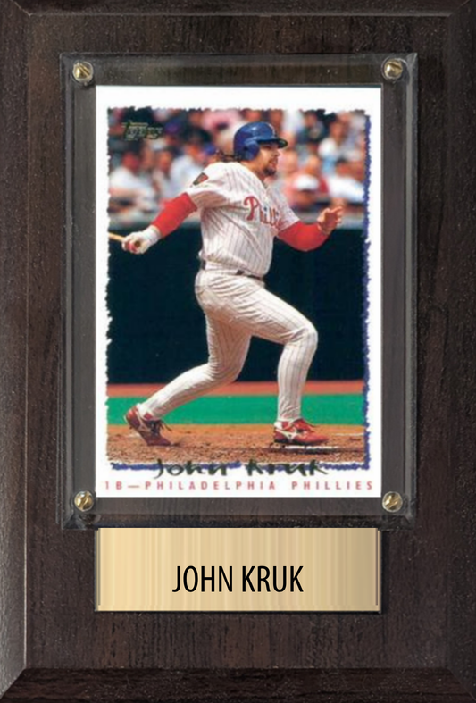 John Kruk Philadelphia Phillies baseball plaque with 1 trading card and engraved nameplate, 4x6 fan cave display