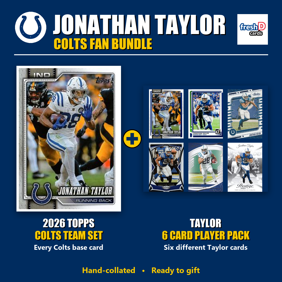 Jonathan Taylor Indianapolis Colts Football Fan Bundle - 2026 Topps Team Set + 6 Card Player Pack