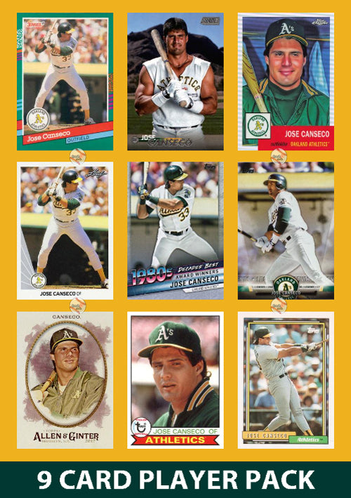 Jose Canseco Oakland A’s 9 Card Legend Pack 2025 2024 2023 Topps Bowman plaque