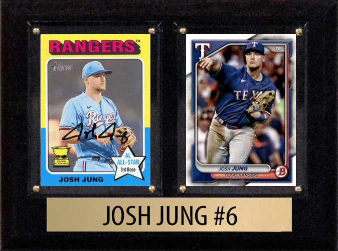 Josh Jung Texas Rangers 2024 Topps Bowman 2 Card Plaque 6x8 hand-collated team set