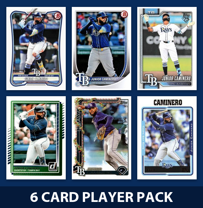 Junior Caminero 6 Card Player Pack 2026 2025 Bowman Topps Donruss Tampa Bay Rays