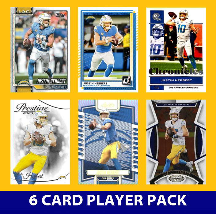 Justin Herbert 6 Card Player Pack 2023 2024 2025  Donruss Panini Score LA Chargers