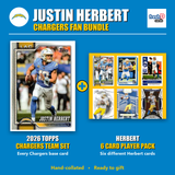 Justin Herbert Los Angeles Chargers Football Fan Bundle - 2026 Topps Team Set + 6 Card Player Pack