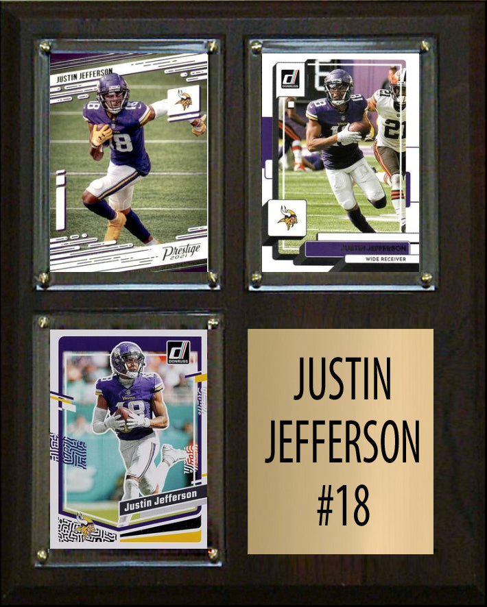 Justin Jefferson 18 3 Card plaque