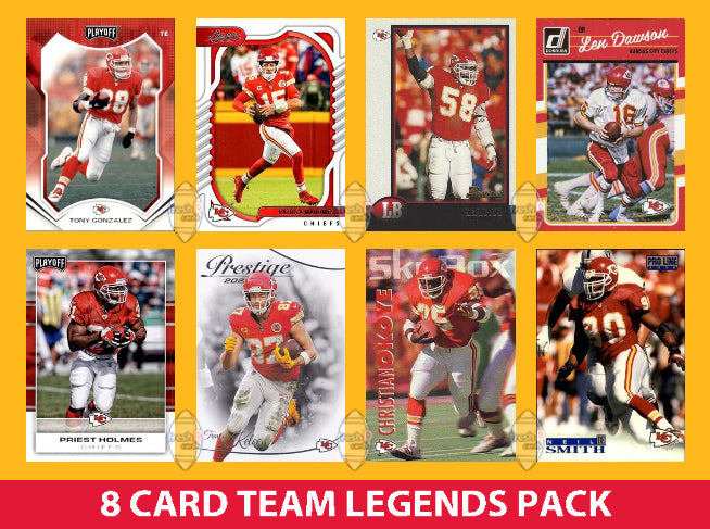 Kansas City Chiefs 8 Card Legends Pack Donruss Topps Panini Mahomes Kelce Okoye plaque