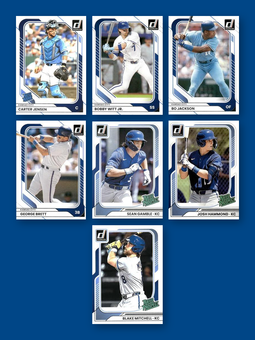 2026 Donruss Baseball Team Set 7 Cards Kansas City Royals Witt Brett