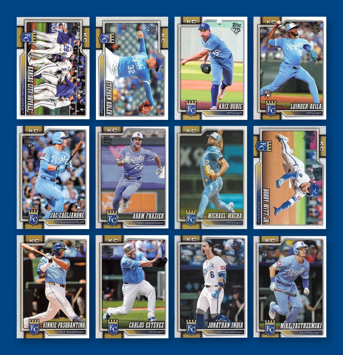 2026 Topps Series 1 & 2 Baseball Team Set 22 Cards Kansas City Royals Witt Perez