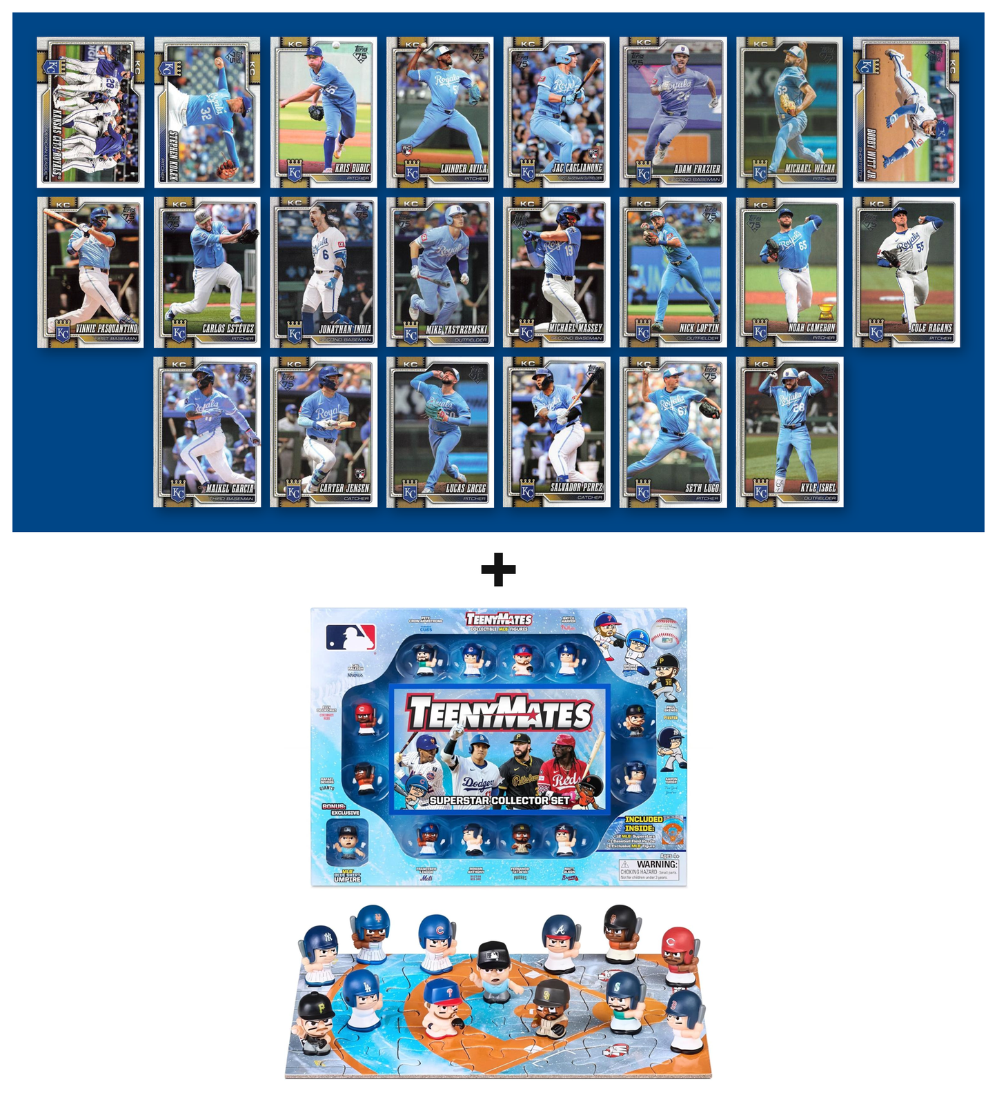 MLB TeenyMates Figures Gift Set + 2026 Topps Series 1 & 2 Team Set of Your Choice Judge Ohtani Skenes