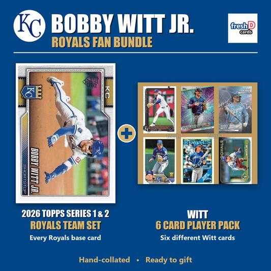 Bobby Witt Jr. Kansas City Royals Baseball Fan Bundle - 2026 Topps Series 1 & 2 Team Set + 6 Card Player Pack