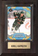 Kirill Kaprizov Minnesota Wild Fan Gift Plaque 4x6 1 Card Upper Deck, Parkhurst, O-Pee-Chee, Topps 2024 2025 2026