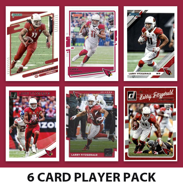 Larry Fitzgerald 6 Card Football Legend Pack 2021 2020 2019 Donruss Arizona Cardinals