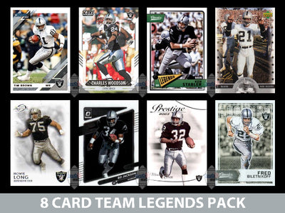 Las Vegas Raiders 8 Card Legends Pack Donruss Topps Panini Bo Jackson Stabler plaque