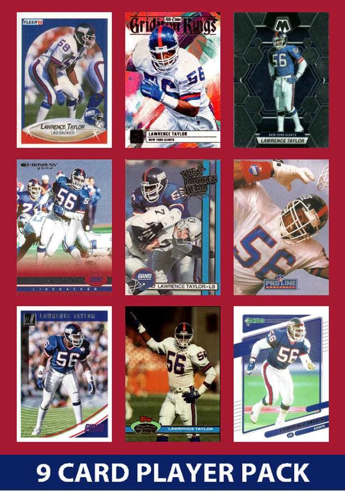 Lawrence Taylor 9 Card Legend Pack 2024 2025 Donruss Topps Panini Score New York Giants plaque