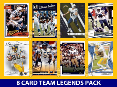 Los Angeles Chargers 8 Card Legends Pack Donruss Topps Panini Fouts Tomlinson plaque