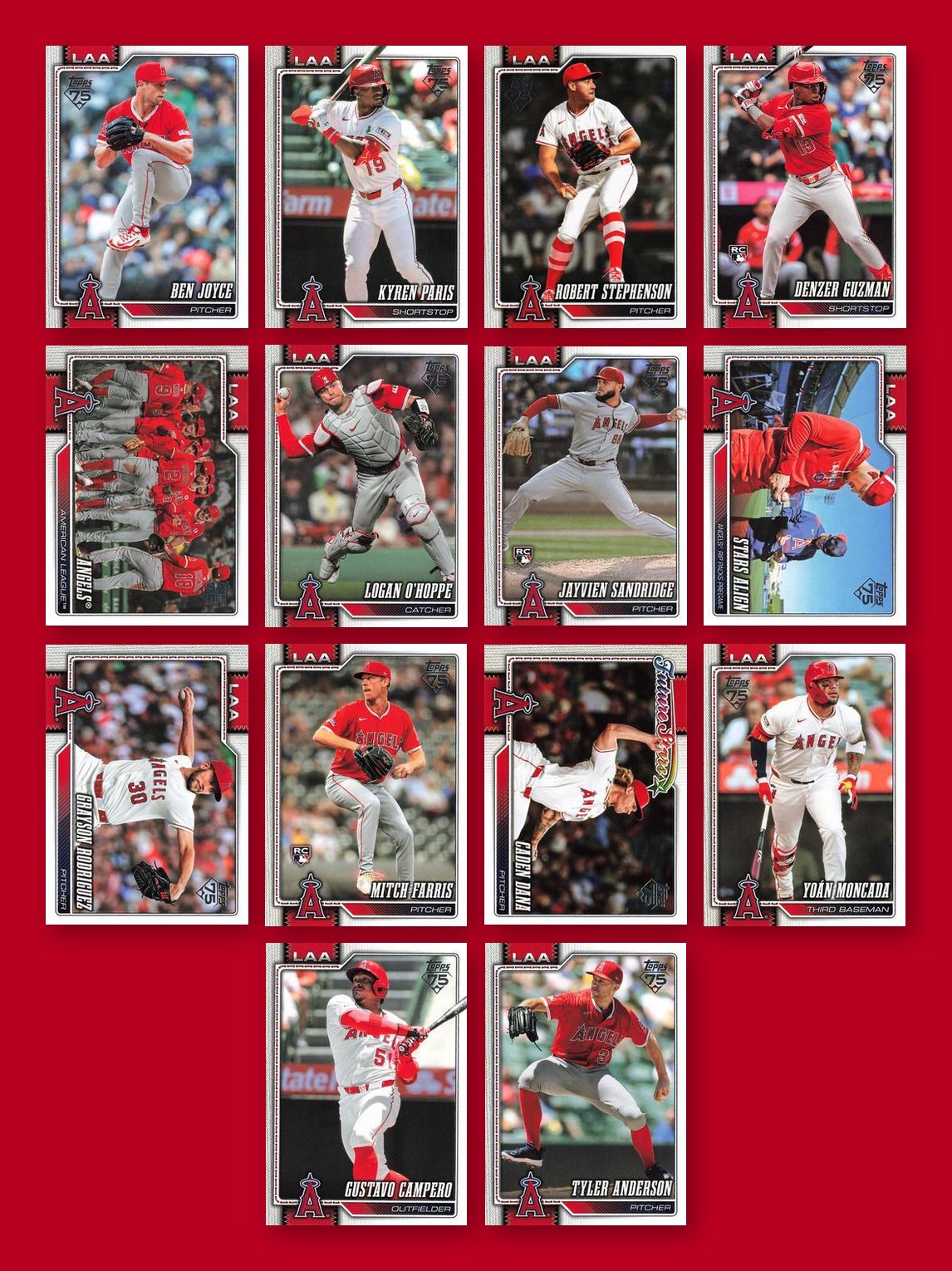 2026 Topps Series 1 & 2 Baseball Team Set 24 Cards Los Angeles Angels Trout Neto