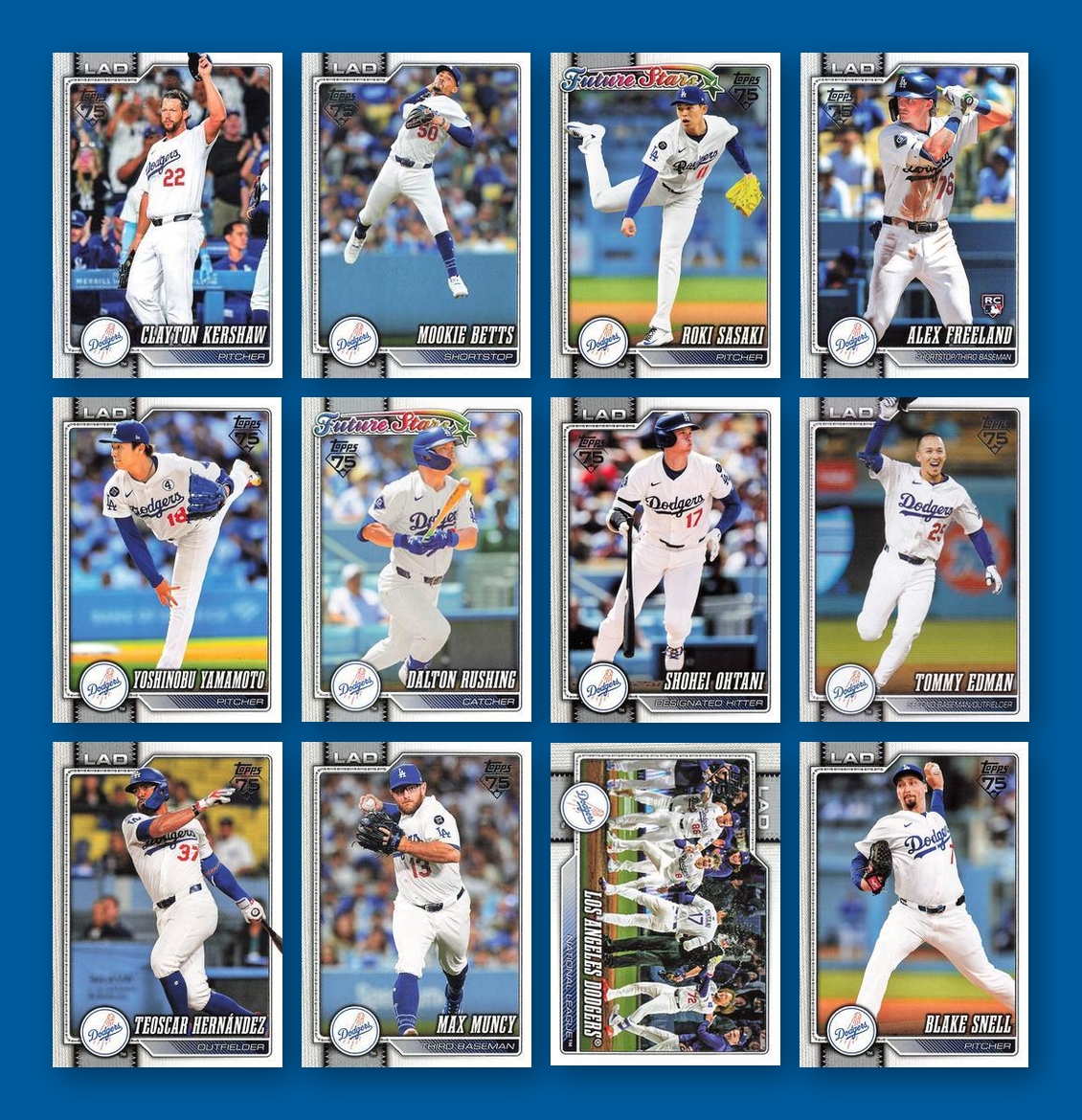 2026 Topps Series 1 & 2 Baseball Team Set 27 Cards Los Angeles Dodgers Ohtani Betts