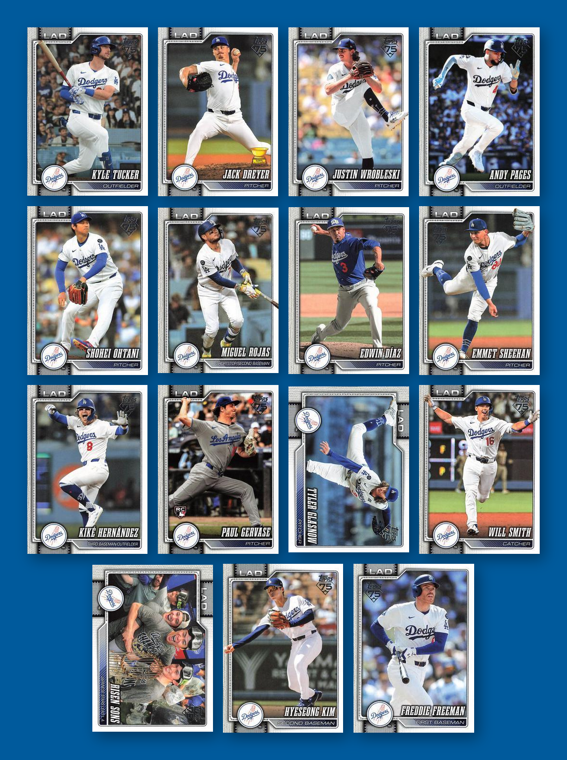 2026 Topps Series 1 & 2 Baseball Team Set 27 Cards Los Angeles Dodgers Ohtani Betts