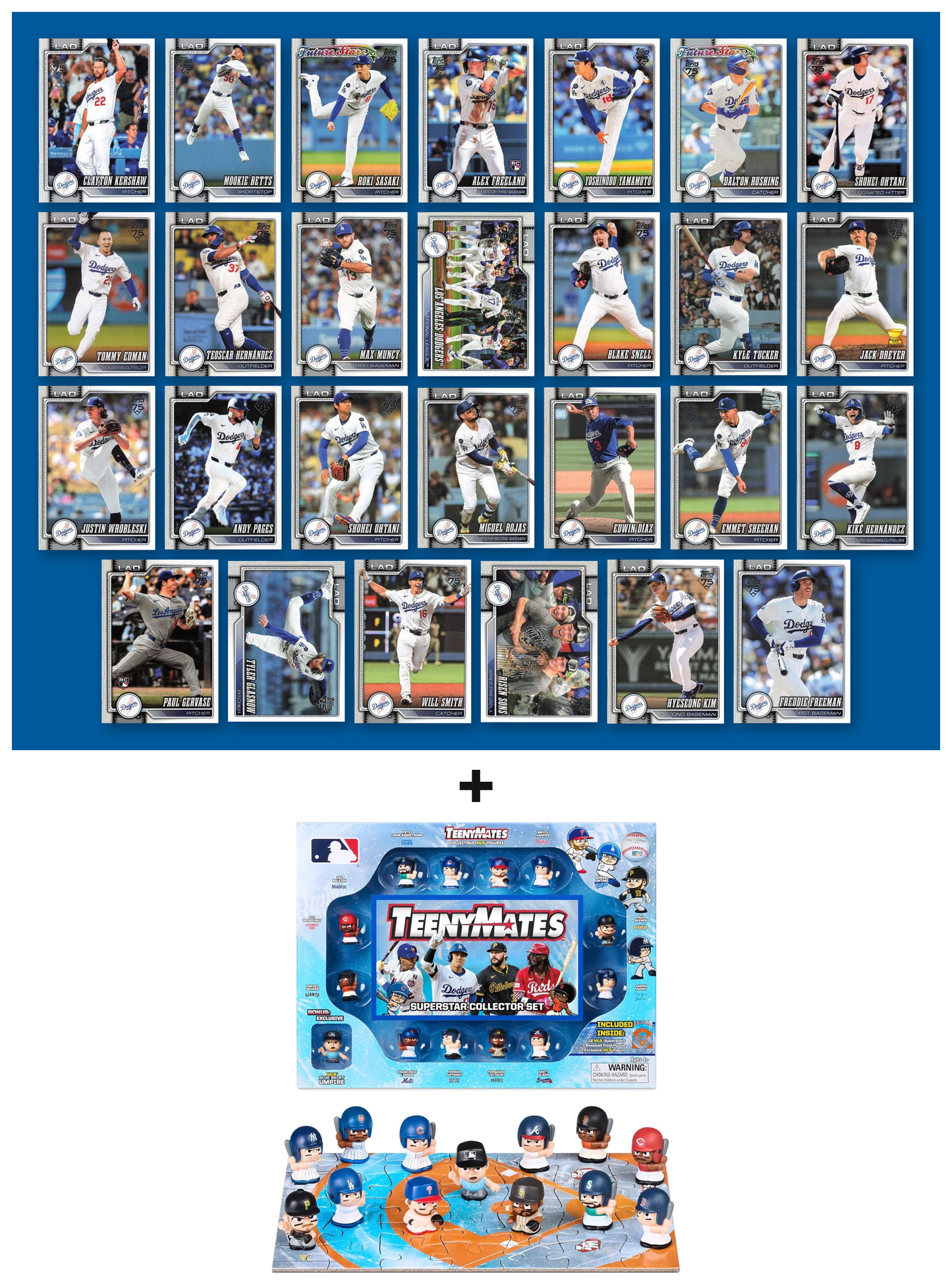 MLB TeenyMates Figures Gift Set + 2026 Topps Series 1 & 2 Team Set of Your Choice Judge Ohtani Skenes