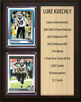 Luke Kuechly Carolina Panthers Hall of Fame Stats Plaque 8x10 2 Cards Prizm, Donruss, Score 2024 2025 2026