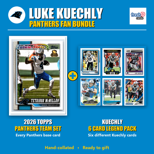 Luke Kuechly Carolina Panthers Football Fan Bundle - 2026 Topps Team Set + 6 Card Legend Pack