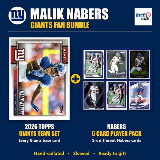 Malik Nabers New York Giants Football Fan Bundle - 2026 Topps Team Set + 6 Card Player Pack